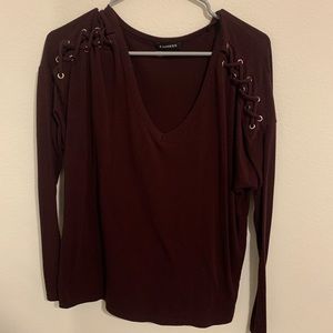 Express burgundy long sleep top